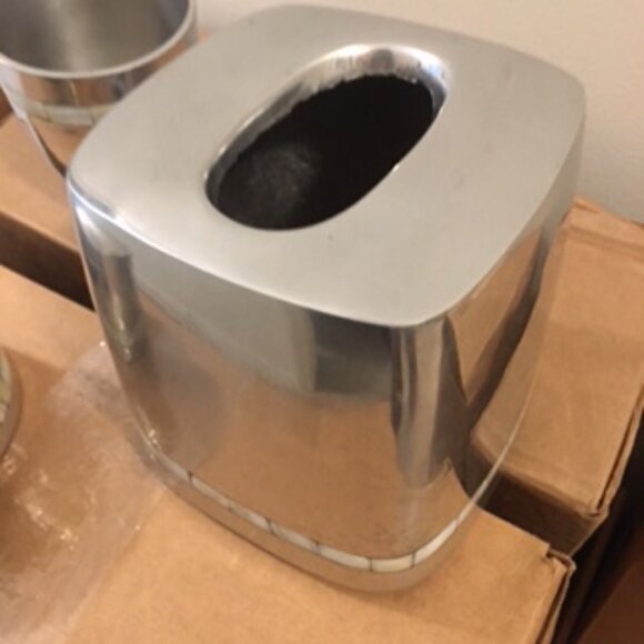 Vintage Paradigm Exclusives Stainless Steel Bathroom Set of 4 pieces MOP Inlay - Picture 3 of 8